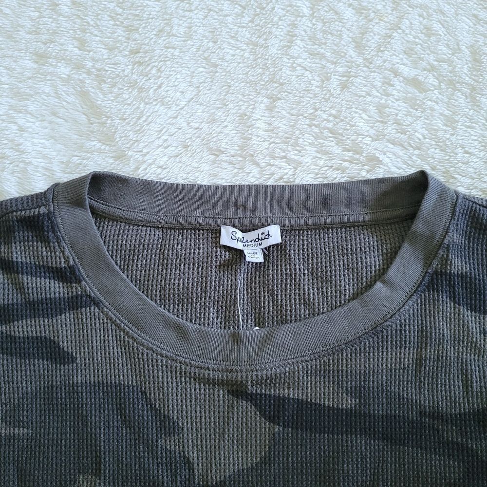 Splendid👍 Cropped Waffle🧇 Knit Camouflage🪖 Sweater - NWT - Picture 3 of 15